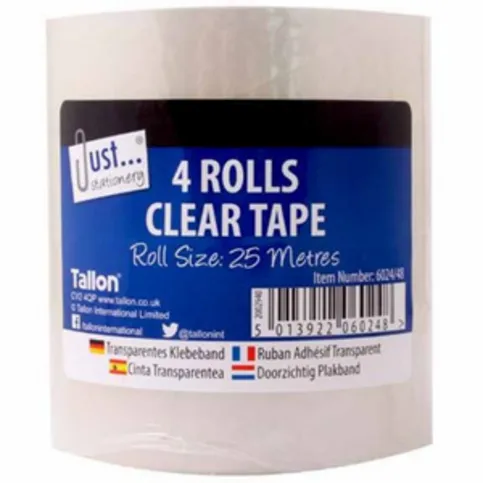 Just Stationery Clear Tape Rolls 4 Pack