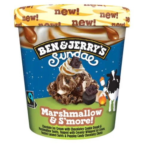 Ben & Jerry's Sundae Ice Cream Tub Marshmallow & S'more 427ml