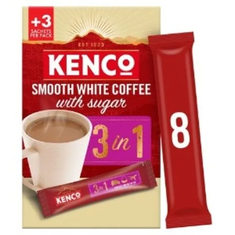Kenco 3 in 1 Smooth White Coffee with Sugar 8 Sachets 108g