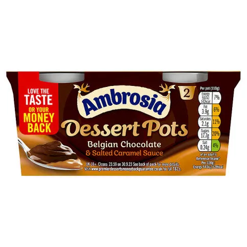 Ambrosia Dessert Pots Belgian Chocolate & Salted Caramel Sauce 2 x 110g (220g)