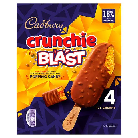 Cadbury Crunchie Blast Ice Cream 4 x 90ml