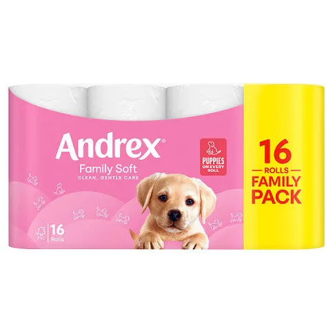 Andrex Family Soft Toilet Tissue Standard Rolls, 16 Rolls