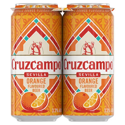 Cruzcampo Sevilla Orange Flavoured Beer 4 x 440ml Cans