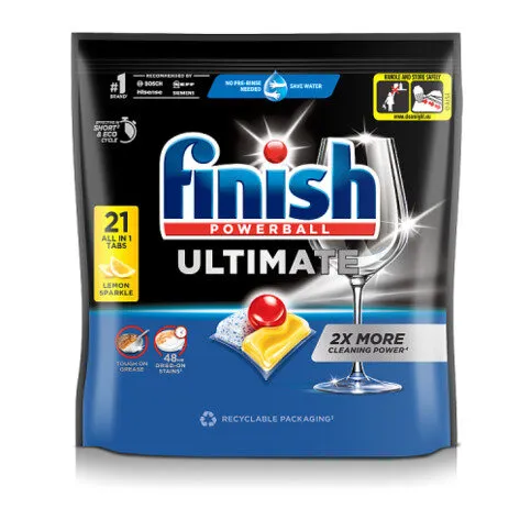 Finish Ultimate All In One  Dishwasher Tablets Lemon - 21 Tabs