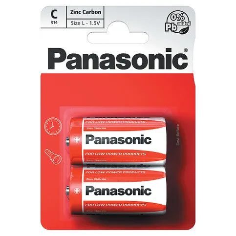 Panasonic C 1.5V Zinc Carbon Batteries x 2pk