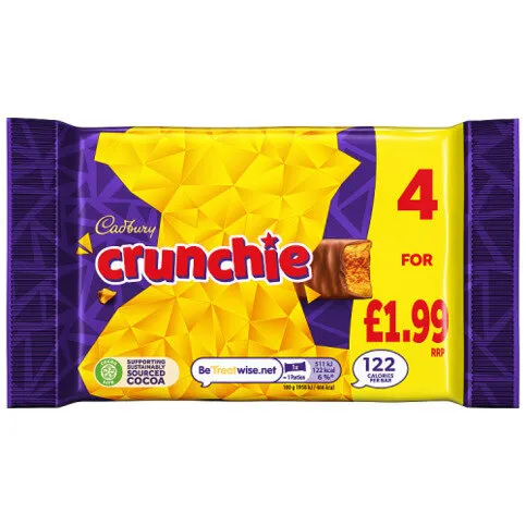 Cadbury Crunchie Chocolate Bar 4-Pack 104.4g