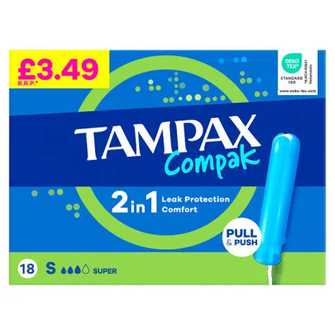Tampax Compak Super Tampons With Applicator x18