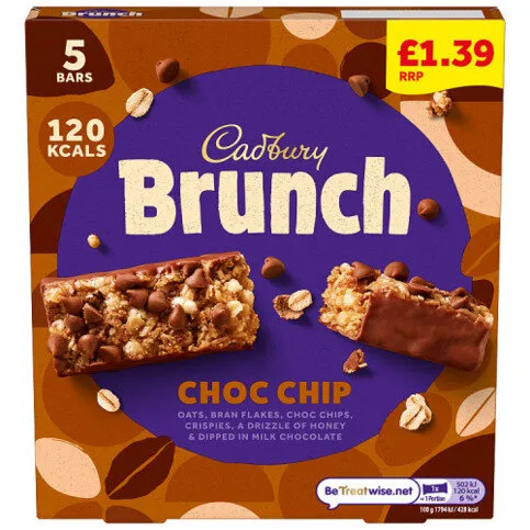 Cadbury Brunch Bar Chocolate Chip Cereal Bars 140g