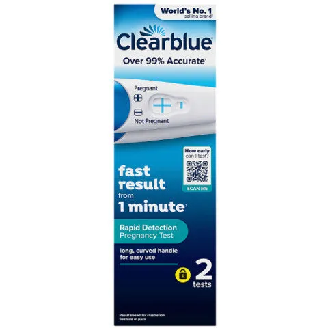 Clearblue Pregnancy Test, Rapid Detection, Result As Fast As 1 Minute, 2 Tests