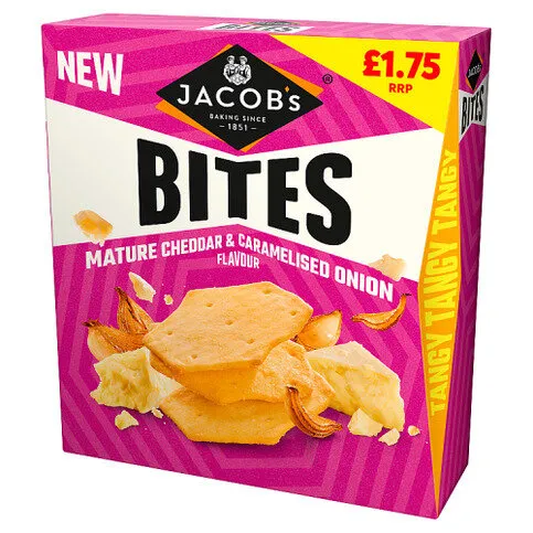 Jacob's Bites Mature Cheddar & Caramelised Onion Crackers 125g