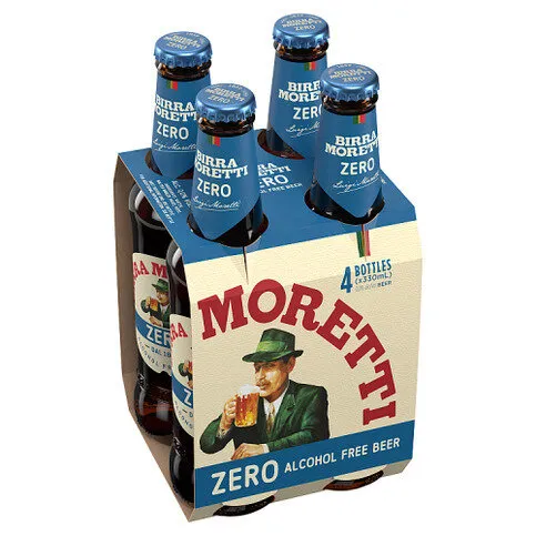Moretti Zero Alcohol-Free Beer Bottles 4 x 330ml