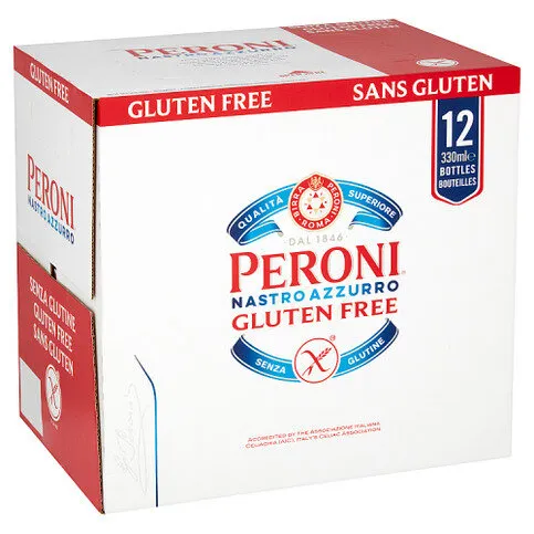 Peroni Nastro Azzurro Gluten Free Lager Beer Bottle 12x330ml