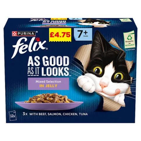 FELIX As Good As it Looks Senior 7+ Mixed Wet Cat Food 12x85g
